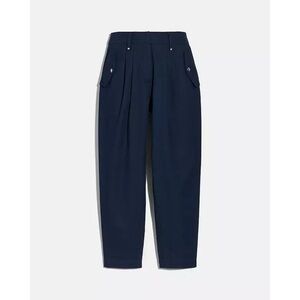 COACH Pleated Trousers Navy Blue